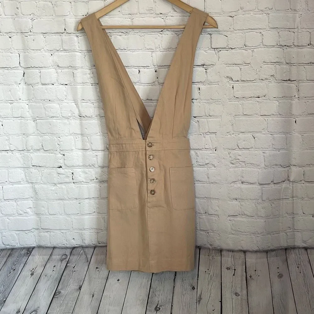 Ellison Khaki Retro Overall Skirt Jumper Pinafore size small‎ NEW
